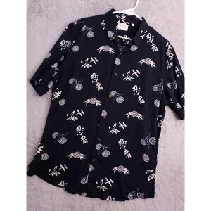 7 Diamonds Shirt Mens Large Fortune Glory Asian Tiger Rayon Viscose Resort Wear